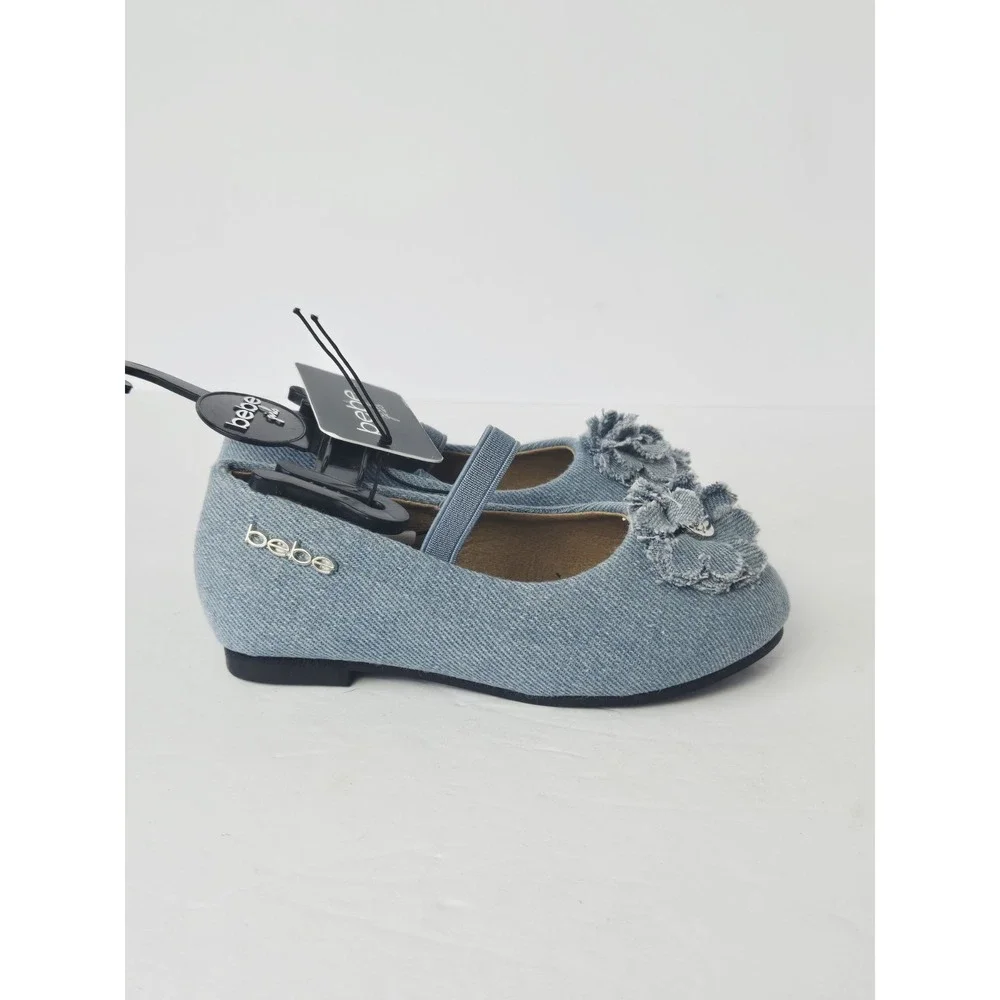 NEW Bebe Girls Toddler Shoes Denim sz 7 Flats floral